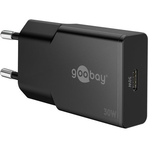 Wwp-Goobay 30w Usb C Gan Chargeur, Alimentation Super Slim Avec Power Delivery, Chargeur Rapide Compact & Plat Pour Macbook Air, Iphone 15, Samsung Galaxy S24, Ipad Pro, Pixel - Noir - 75735
