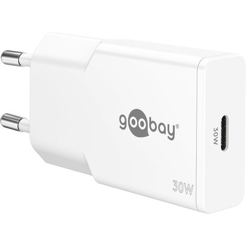 Aer-Goobay 30w Usb C Gan Chargeur, Alimentation Super Slim Avec Power Delivery, Chargeur Rapide Compact & Plat Pour Macbook Air, Iphone 15, Samsung Galaxy S24, Ipad Pro, Pixel - Blanc - 75736