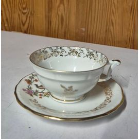 Lot Tasses Et Sous Tasse Vintage Porcelaine Limoges Blanche Et Dorures