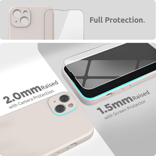 Coque Silicone Liquide Compatible avec iPhone 13 6,1 Pouces, Protection Individuelle pour Chaque Objectif Épaissie Silicone Premium Etui pour iPhone 13 6,1 Pouces (Gris Pierre)