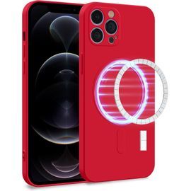 Sjzg-Coque Silicone [ Compatible Avec Magsafe ] Compatible Avec Apple Iphone 12 Pro - Case Tpu Souple & Soft Avec Doublure Microfibre - Cover Protection Rouge