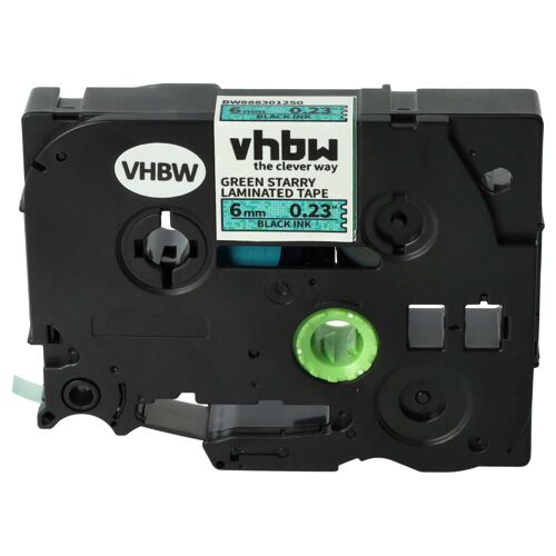 vhbw Ruban compatible avec Brother PT H100R, P700 imprimante d'étiquettes 8m x 6mm Noir sur Vert paillettes, laminée