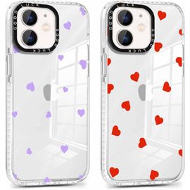 Eryi-2 Pièces Transparente Coque Pour Apple Iphone 12/Iphone 12 Pro 6,1"", Etui Coeur Aesthetic Motif Dessin Housse, Silicone Tpu Cover Antichoc Bumper Protection Case Pour Iphone 12/12 Pro, Coeur7