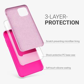 Tianyi-Housse Compatible Avec Apple Iphone 11 Pro Coque - Housse De Téléphone Protection Souple En Tpu Silicone - Rose Fluo