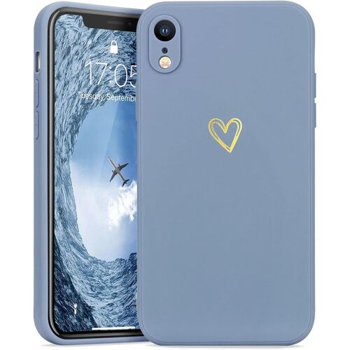 Coque Compatible Avec Iphone Xr, Silicone Coque De Protection Antichoc Housse En Motif De Coeur D'Amour Fille Femme Étui Case Pour Apple Iphone Xr Gris
