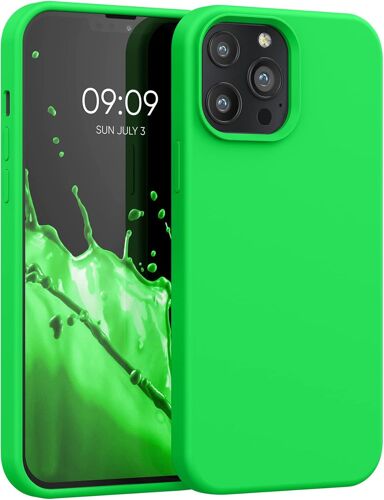 Housse Compatible avec Apple iPhone 13 Pro Max Coque - Housse de t¿¿l¿¿phone Protection Souple en TPU Silicone - Vert Fuchsia