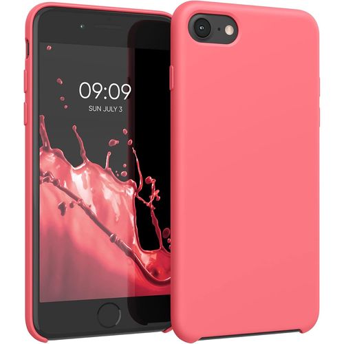 TRAHOO-Housse Compatible avec Apple iPhone SE (2022) / iPhone SE (2020) / iPhone 8 / iPhone 7 Coque - Housse de téléphone Protection Souple en TPU Silicone - Corail Fluo