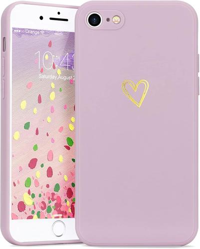 Coque Compatible avec iPhone 8/7/SE 2020, Silicone Coque de Protection Antichoc Housse en Motif de Coeur d'amour Fille Femme ?tui Case pour Apple iPhone 8/7/SE 2020 Violet
