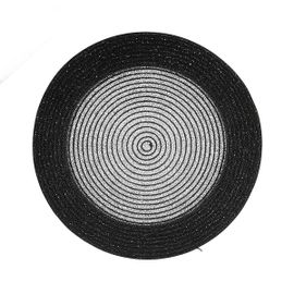 Set De Table Noir Rond À Paillettes 38 Cm