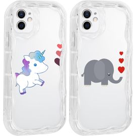 Eryi-2 Pièces Coque Pour Apple Iphone 12 6,1"", Étui Avec Aesthetic Amour Motif Souple Silicone Vague Housse Antichoc Protection Caméra Mince Tpu Cover Bumper Case Pour Fille, B