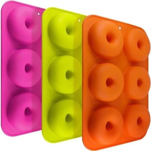 3pcs Moules À Donuts En Silicone, 6 Cavités Anti-Adhérentes Résistantes À La Chaleur Pour Gâteaux, Biscuits, Bagels, Muffinsassorted
