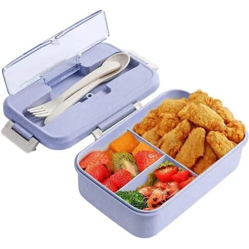 Boîte À Lunch - Kids - Violet - 1200 Ml - 3 Compartiments - Écologique En Paille De Bléviolet