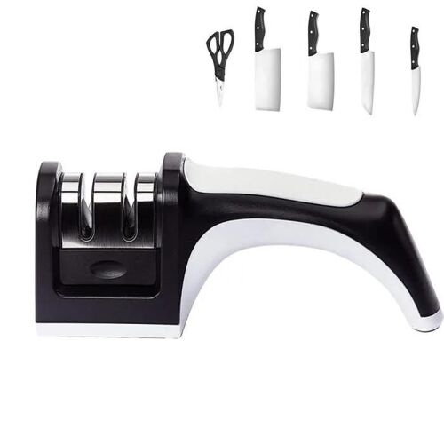 Aiguiseur De Couteaux Manuel - Amoune - 2-En-1 - Céramique - Acier Inox - Affuteur Couteau Et Ciseaux