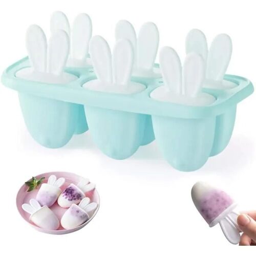 Moules À Glaces - Non Spécifié - Lot De 6 - Plastique Et Silicone - Idéal Pour Enfants - Réutilisablesbleu
