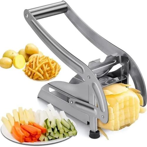 Coupe Frite Professionnel,Coupe Légumes Manuel,Coupe Frites Acier Inoxydable Decoupe Frite Avec 2 Lames