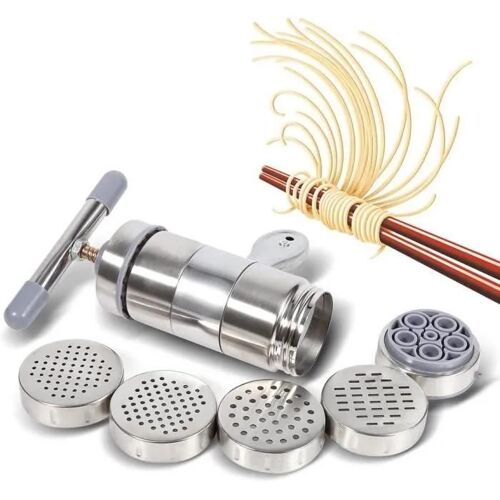 Machine À Pâtes Manuelles - Non Spécifié - 5 Têtes - Acier Inoxydable - Blanc - Usage Domestique