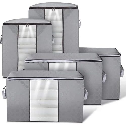 Sac De Rangement - Zgeer - 5 Sacs - Pliable - Multifonctionnel - Fenêtre Transparentegris