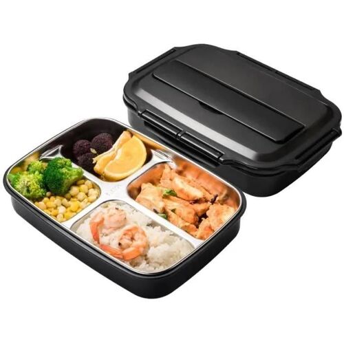 Boîte À Lunch - Zgeer - 1200 Ml - Acier Inoxydable - Étanche - Couverts Inclusnoir