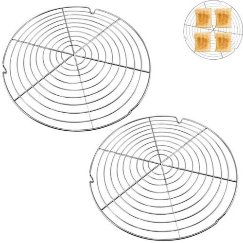 Lot De 2 Grilles De Refroidissement À Gâteau Rondes - Grille À Gâteau Pour Un Refroidissement Uniforme Et Rapide - Démoulage Facileblanc