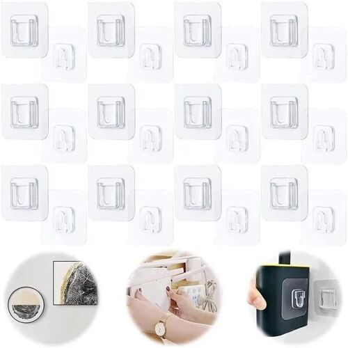 Crochet Adhésif,Réutilisable Crochets Muraux Auto-Adhésifs Double Face Pour Salle De Bain, Cuisine, Bureau,7*7cm,Transparent