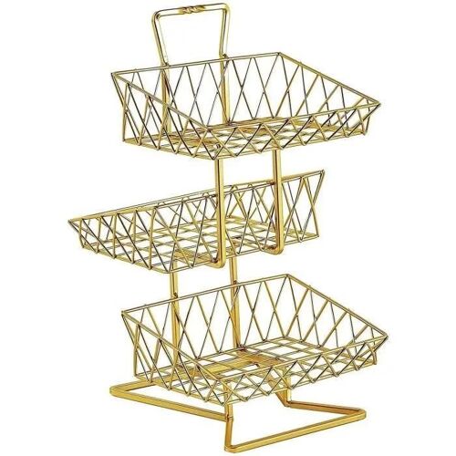 Corbeille À Fruits - Zgeer - 3 Niveaux - Métal - Or - Design Contemporainor