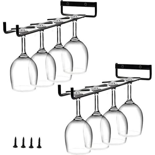Support Mural Pour Verres Pied En Fer Pour Bar De Cuisine, Restaurant - Noir