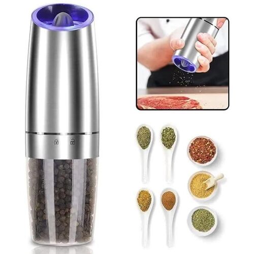 Moulin à poivre - ZGEER - Argent - Automatique - Réglable - Lumière LED bleueArgent