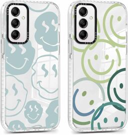 TRAHOO-2 Pièces Coque pour Samsung Galaxy A35 5G 6,6"",Transparente Étui avec Mignon Motif Souriant, Mince TPU Bumper Silicone Housse Clair Antichoc Protection Filles Femmes Case Cover pour Samsung A3