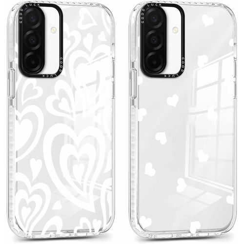 Sjzg-2 Pièces Coque Pour Samsung Galaxy A36 5g 6,64"",Transparente Étui Avec Motif Coeur D'amour Mignon, Mince Tpu Souple Silicone Housse Antichoc Antirayures Protection Filles Femmes Case Cover