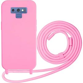 Eryi-Coque Compatible Avec Samsung Galaxy Note 9 Silicone Case, Couleurs De Bonbons Cover Silicone Antichoc, Coque Protection Antichoc Avec Cordon Réglable Téléphone Case, Rose