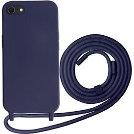 Eryi-Coque Compatible Avec Iphone 6/7/8/Iphone Se 2020/Se 2022 Silicone Case, Couleurs De Bonbons Cover Silicone Antichoc, Coque Protection Antichoc Avec Cordon Réglable Téléphone Case, Bleu Foncé