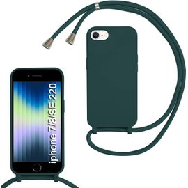 Eryi-Coque Compatible Avec Iphone 6/7/8/Iphone Se 2020/Se 2022 Silicone Case, Couleurs De Bonbons Cover Silicone Antichoc, Coque Protection Antichoc Avec Cordon Réglable Téléphone Case, Vert Foncé
