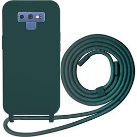 Eryi-Coque Compatible Avec Samsung Galaxy Note 9 Silicone Case, Couleurs De Bonbons Cover Silicone Antichoc, Coque Protection Antichoc Avec Cordon Réglable Téléphone Case, Vert Foncé