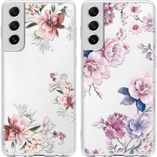 SJZG-2 Pièces Coque Pour Samsung Galaxy S21 Fe 5G 6,4"", Ultra Fine Souple Transparente Silicone Tpu Avec Motif Rose Fleur Design Étui, Antichoc Anti-Rayures Protection Housse Pour Samsung S21 Fe
