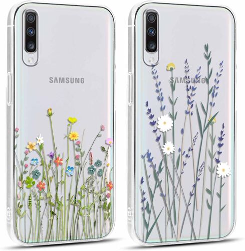 SJZG-2 Pièces Coque Pour Samsung Galaxy A50/A30S/A50S 6,4"", Ultra Fine Souple Transparente Silicone Tpu Avec Motif Fleur Design Étui, Antichoc Anti-Rayures Bumper Protection Housse Pour Samsung A50