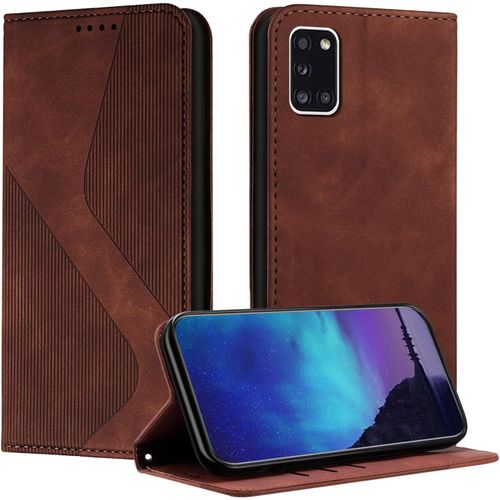 Kal-Coque Pour Samsung Galaxy A31, Coque Samsung A31, Housse Samsung A31, Housse En Cuir Pu Pochette Portefeuille Étui Magnétique Etui De Protection, Flip Case Pour Galaxy A31 (Marron)