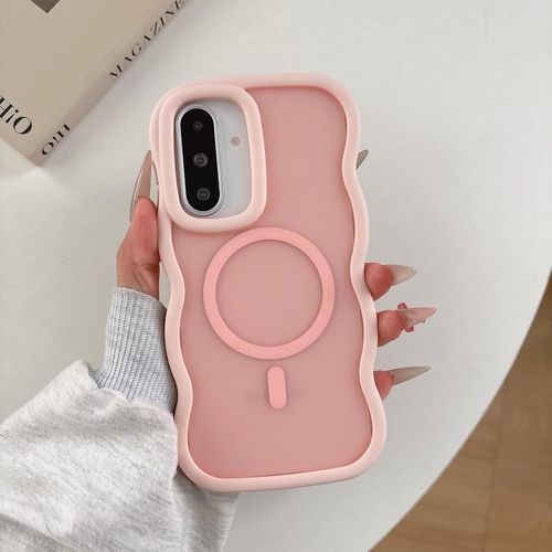 Coque Magnétique Pour Samsung Galaxy A36/A56 5g, Wave Frame Étui En Silicone Liquide Avec Recharge Sans Fil, Housse De Protection Antichoc Souple Bumper Cover Flip Case, Rose[Wke03934]