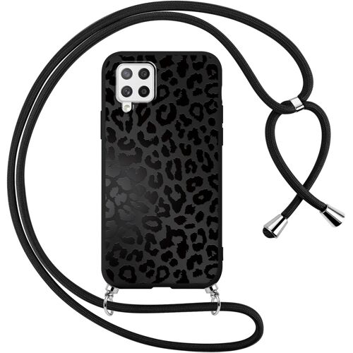 KAL-Coque Pour Samsung Galaxy A42 5G Avec Cordon De Collier, Aesthetic Léopard Motif Étui Housse Réglable Lanyard Corde, Souple Silicone Antichoc Protection Case Pour Samsung A42 6,6"", Noir Chaîne