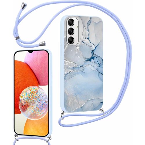 KAL-Coque Pour Samsung Galaxy A14 5G 6,6"" Avec Cordon De Collier, Aesthetic Marbre Motif Étui Housse Réglable Lanyard Corde, Souple Silicone Tpu Antichoc Protection Case, Marbre 2
