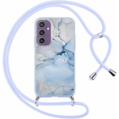 KAL-Coque Pour Samsung Galaxy S23 Fe Avec Cordon De Collier, Aesthetic Marbre Motif Étui Housse Réglable Lanyard Corde, Silicone Tpu Antichoc Protection Case Pour Samsung S23 Fe 6,4"", Marbre 2