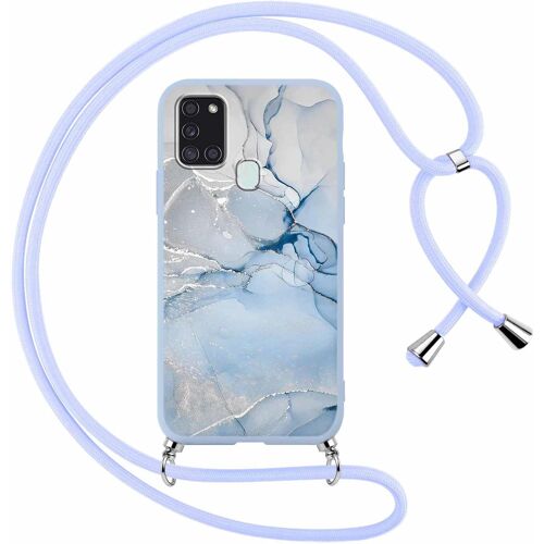 KAL-Coque Pour Samsung Galaxy A21S 4G Avec Cordon De Collier, Aesthetic Marbre Motif Étui Housse Lanyard Corde, Souple Silicone Tpu Antichoc Protection Case Pour Samsung A21S 4G 6,5"", Marbre 2