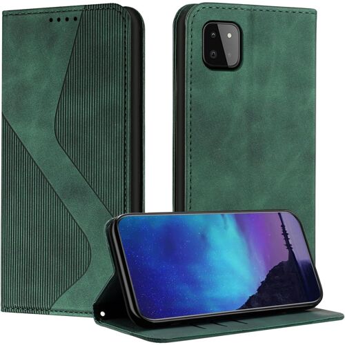 KAL-Coque Pour Samsung Galaxy A22 5G, Coque Samsung A22 5G, Housse Samsung A22 5G, Housse En Cuir Pu Pochette Portefeuille Magnétique Etui De Protection, Flip Case Pour Galaxy A22 5G (Vert)