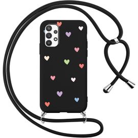 KAL-Coque Pour Samsung Galaxy A5 2017 Avec Cordon De Collier, Aesthetic Coeur Motif Étui Housse Réglable Lanyard Corde, Souple Silicone Tpu Antichoc Protection Case Pour Samsung A5 2017 5,2"",Coeur