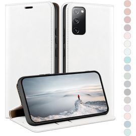 Sjzg-Coque Pour Samsung Galaxy S20 Fe Avec Rfid Blocage Etui À Rabat En Cuir De Premium,Fentes Pour Cartes,Case À Rabat,Coques De Cover Pour Samsung S20 Fe Portefeuille Blanc