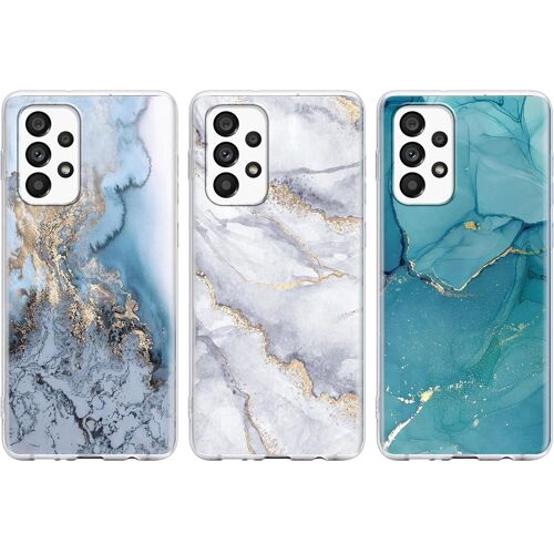 KWEX-3 Pièces Coque pour Samsung Galaxy A53 5G 6,5"", Transparente Étui avec Aesthetic Motif Marbre, Ultra Mince TPU Souple Silicone Housse Antichoc Antirayures Protection Case Cover pour Samsung A53