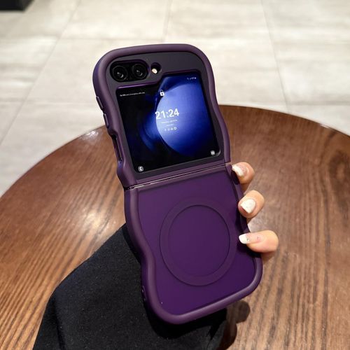 Coque Magnétique Pour Samsung Z Flip 7 Fe/Z Flip 6/Z Flip 5 5g, Wave Frame Étui En Silicone Liquide Avec Recharge Sans Fil, Housse De Protection Antichoc Bumper Cover Flip Case, Vi[Hou995372]