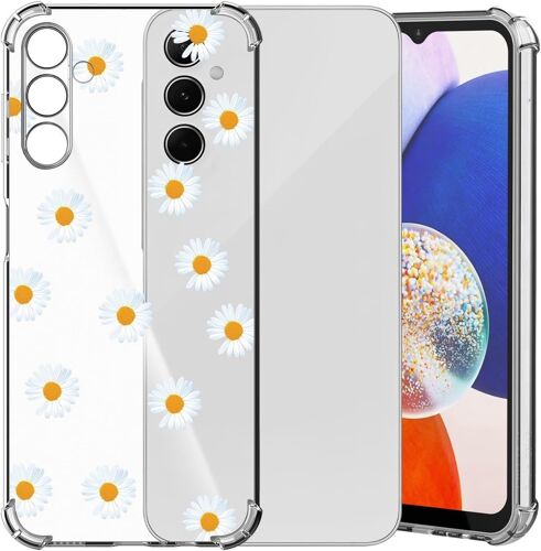 SJZG-Chooseu Transparent Coque Pour Samsung Galaxy S23 Fe 5G Mince Souple Tpu Silicone Etui Fine Soft Étui Avec Fleur Florale Motif Pour Femme Antichoc Protection Case Cover Clair Housse - Blanc Jaun