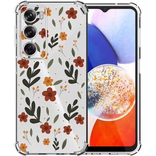 SJZG-Chooseu Transparent Coque Pour Oppo Reno 12 Pro Mince Souple Tpu Silicone Etui Fine Soft Étui Avec Fleur Florale Motif Pour Fille Femme Antichoc Protection Case Cover Clair Housse - Rouge Vert