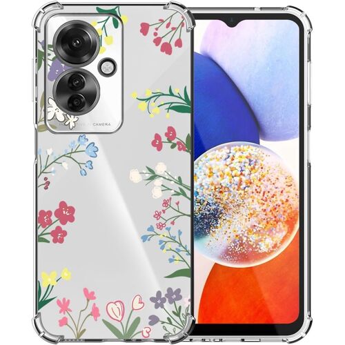 SJZG-Chooseu Transparent Coque Pour Oppo Reno11 F 5G / Reno 11F 5G Mince Souple Tpu Silicone Etui Fine Soft Étui Avec Fleur Florale Motif Pour Femme Antichoc Protection Case Cover Clair Housse - Roug