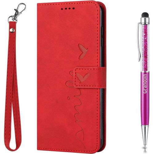 Coque Pour Iphone 13, Premium Tui Housse En Cuir De Protection Avec [Porte Carte] [Bquille] [Fermeture Magntique] Clapet Anti-Choc Tui De Protection Pour Iphone 13 (6,1 Pouces) (Rouge)